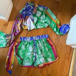 ZARA SHORT SET SLIK MULTI COLOR